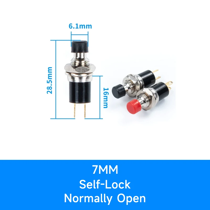 Circular Metal Button Switch 5mm 7mm 10mm PBS-110 PB05A small self resetting self-locking point action power switch