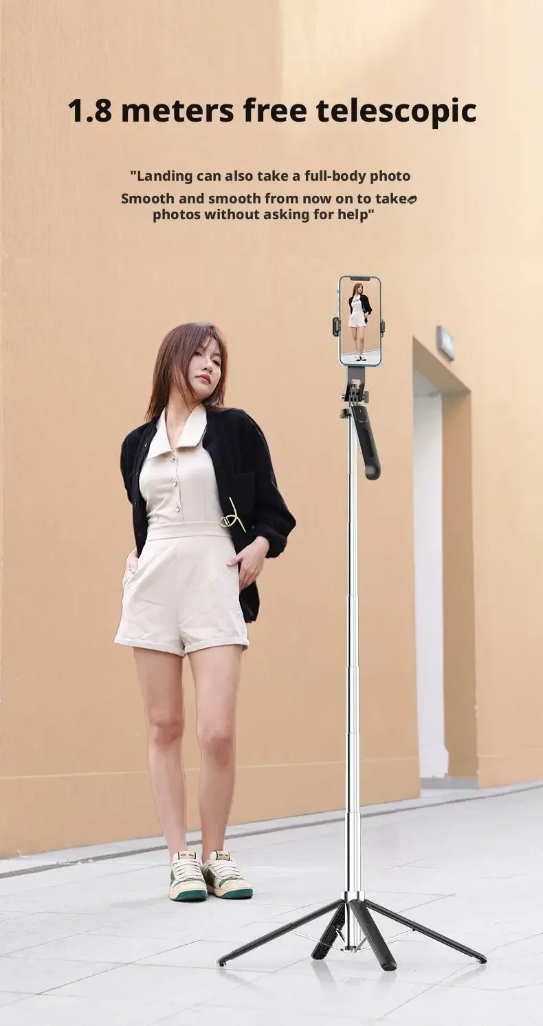 1.8m Tripod And Selfie Stick Wireless Remote & Extendable Phone Mount Compatible With IPhone/Android_voghion.com