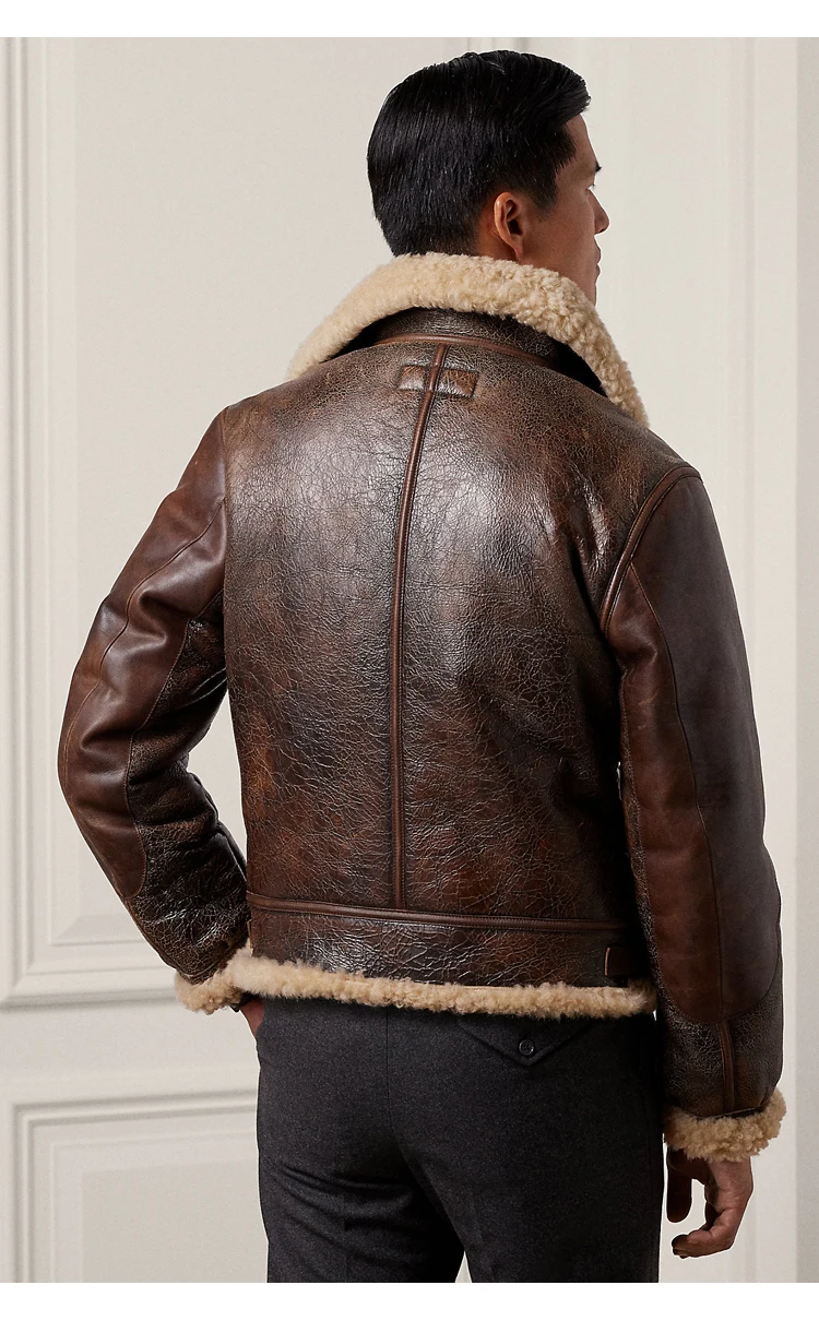 Sce6eabae5d9f4f7f80b1b67d3dce71a8G Leather and fur integrated B3 leather jacket Air Force flight jacket British trend thickened warm sheepskin custom coat for men Mallzona