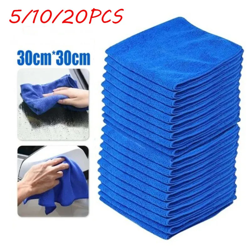 

5/10/20PCS 30*30cm Car Cleaning Towels Polishing Duster Car Drying Cloth Microfiber Thin Water Suction Rags Home Clean Tools