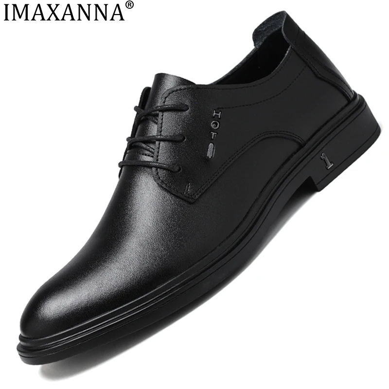 

IMAXANNA Shoe Men's Breathable Black Soft Leather Soft Bottom Spring And Autumn Best Man Men's Business Formal Wear Casual Shoe