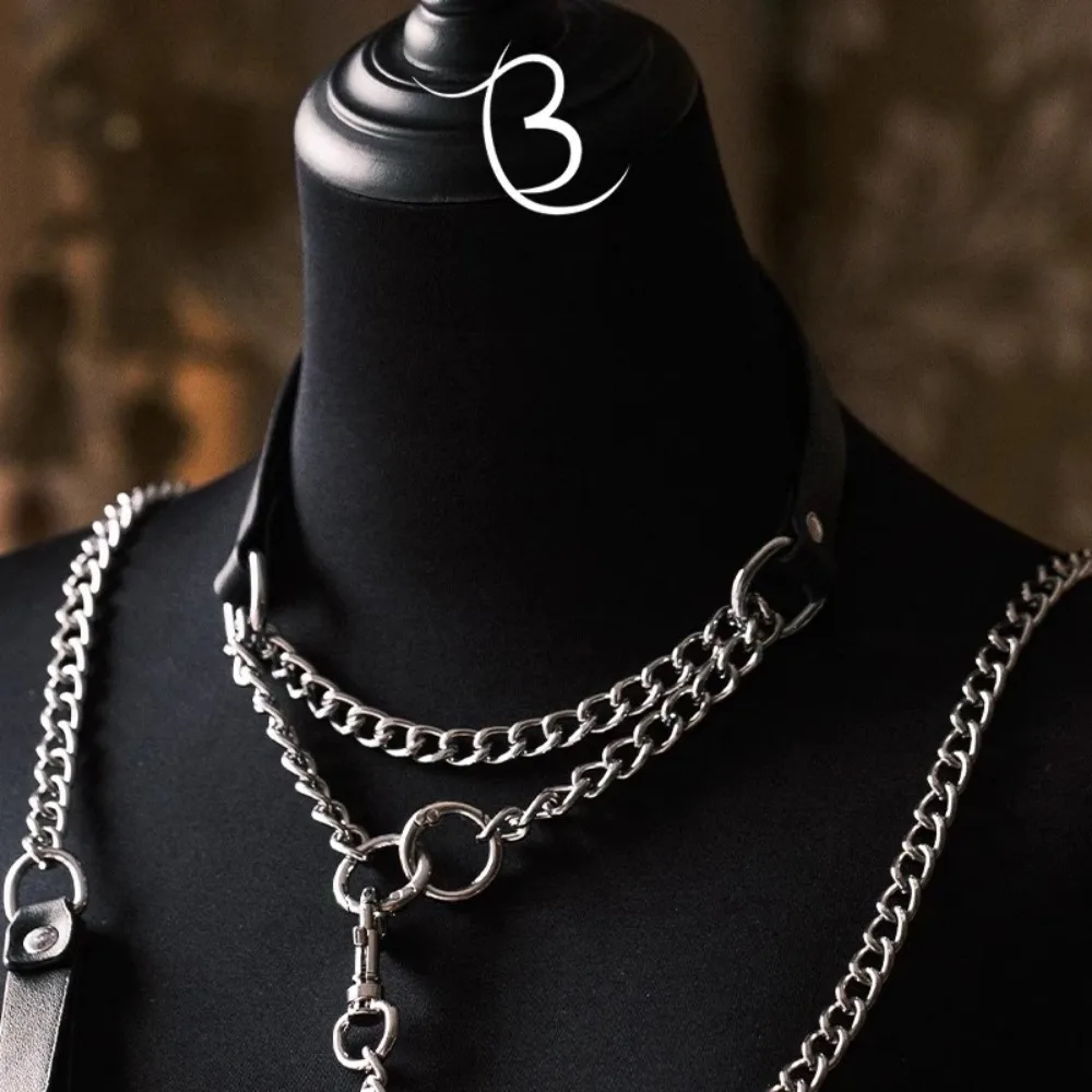 SM Collar With Integrated Tightening Handle Genuine Cowhide Leather Choker For Couples | Heavy Duty Neck Ring & Restraint Gear_voghion.com
