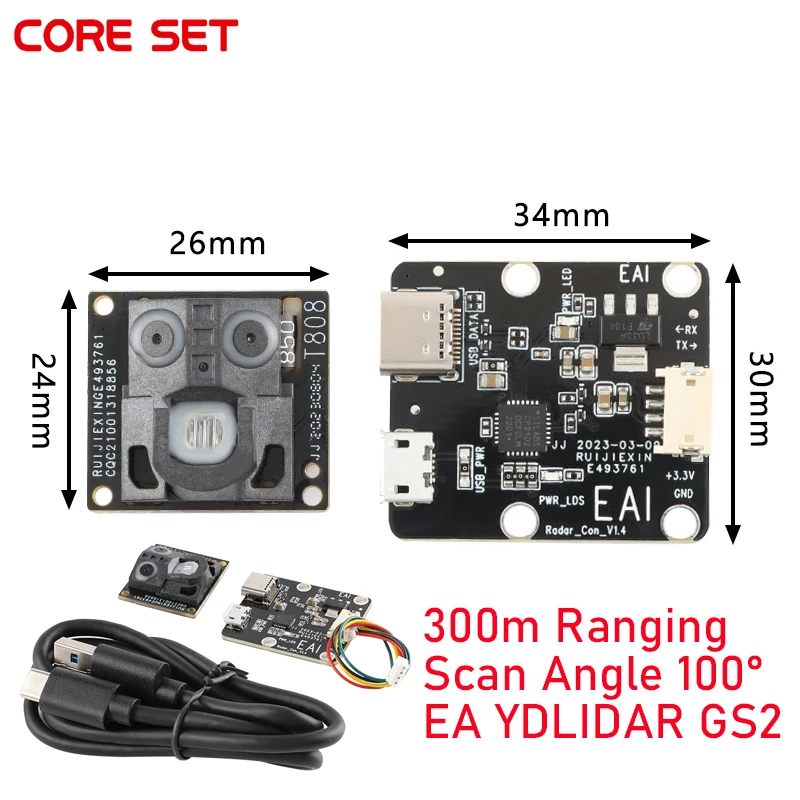 

EAI YDLIDAR GS2 Solid-state Line Lidar Ranging Sensor Laser Radar Module 28Hz 300M 100° Scanning Sweeper Obstacle Avoidance