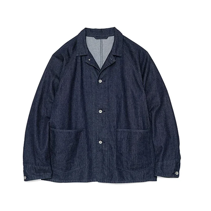 NANAMICA 23AW Japanese Men Coats City Boy Loose Casual Lapel Washed Single Breasted Denim Jacket