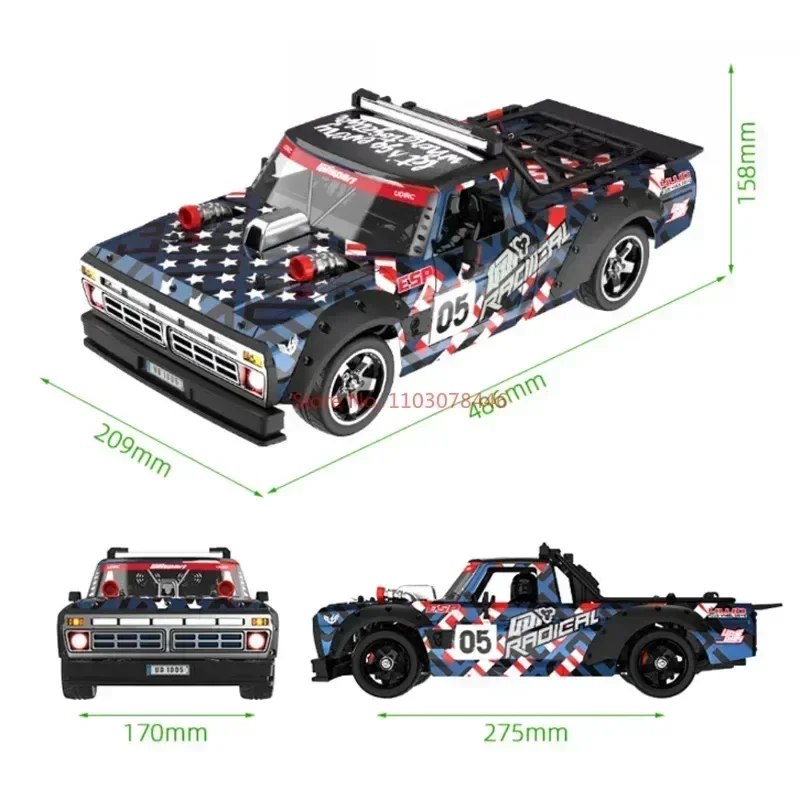 UDIRC Flat Run UD1005 1/10 4WD RC Highway Racing Brushless Remote Control Car Electric Model LED Lights Adult Boys Toy 6