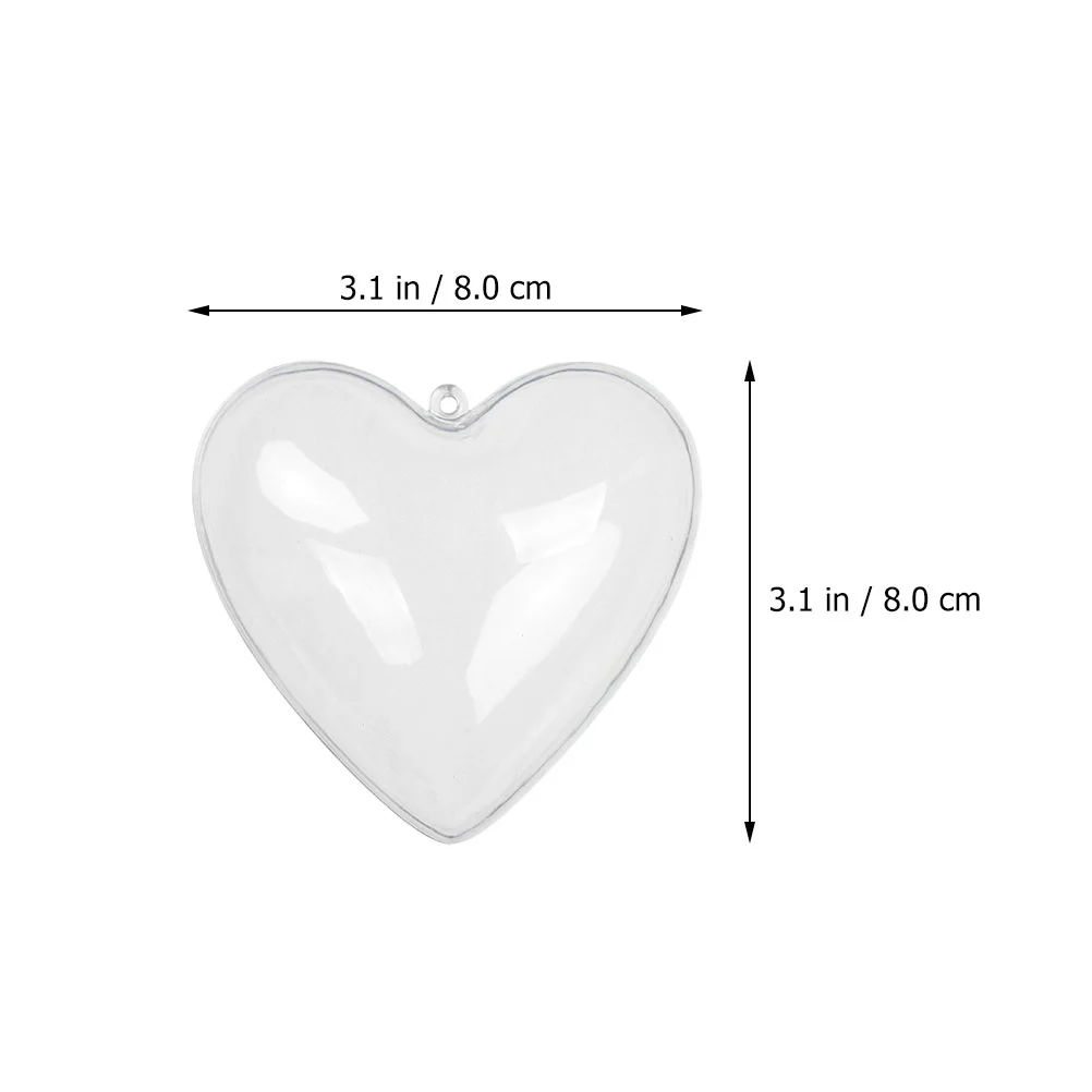 12 Pcs Fillable Hearts Shape Box Clear Heart Shaped Ball Plastic Heart Ball nament Valentine Decoration Hanging Decorations Home 6