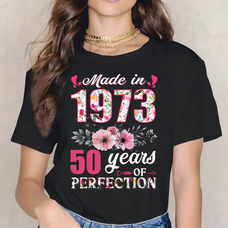 

Vintage Women's T-shirt Women Gift Clothing Y2k Clothes Round Neck Summer Short Sleeve Tshirts Flower Letter Tees Street Tops
