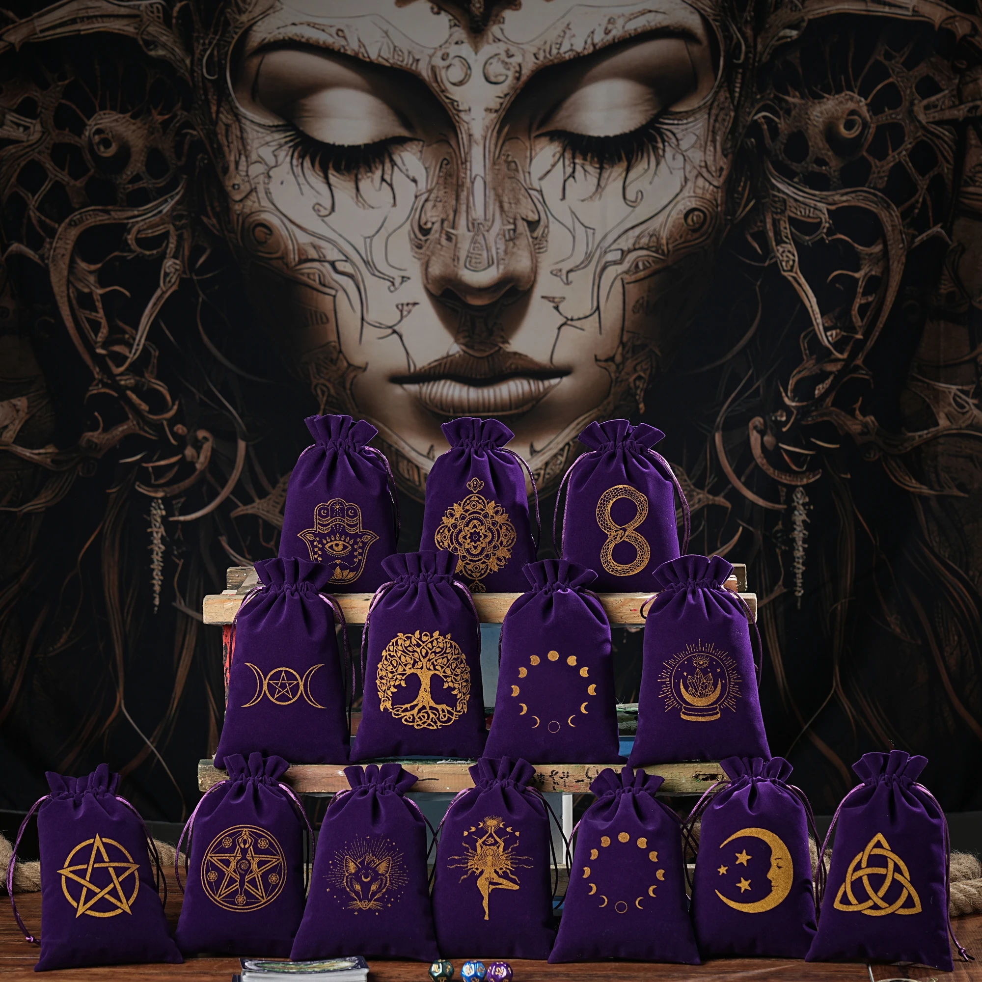 左*門様 WISH FOREVER タグ付き新品 1pc 14x22cm Large Size Velvet Moon Phase Tarots Cards