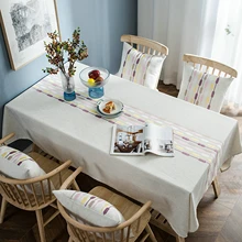 

Polyester Tablecloths, Waterproof Table Covers Vertical Stripe Purple Dining Table Coffee Table Deco