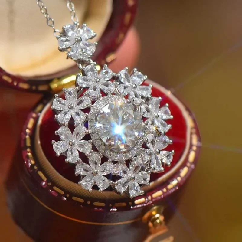 SACE GEMS D VVS1 8-9mm 2-3ct Moissanite Diamond Pendant Necklaces for Women Sparkling Wedding Jewelry GRA S925 Sliver Necklace