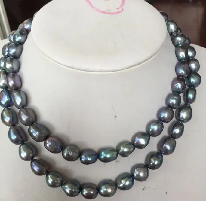 

one strands 11-12mm natural south sea black blue pearl necklace 33inch