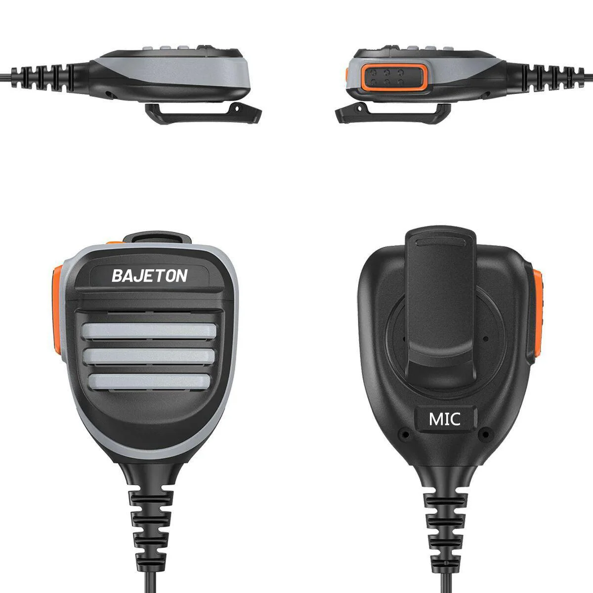 BAJETON 워키토키 스피커 마이크 360도 회전 가능 ° Radtel RT-950 PRO RT-950 BJ-9000 햄 라디오용 회전식 벨트 클립 라우드스피커