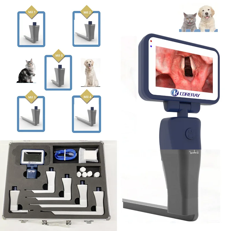 Suitcase Include Veterinary Video Laryngoscope Vet Use Video Laryngoscope with 5 Reusable