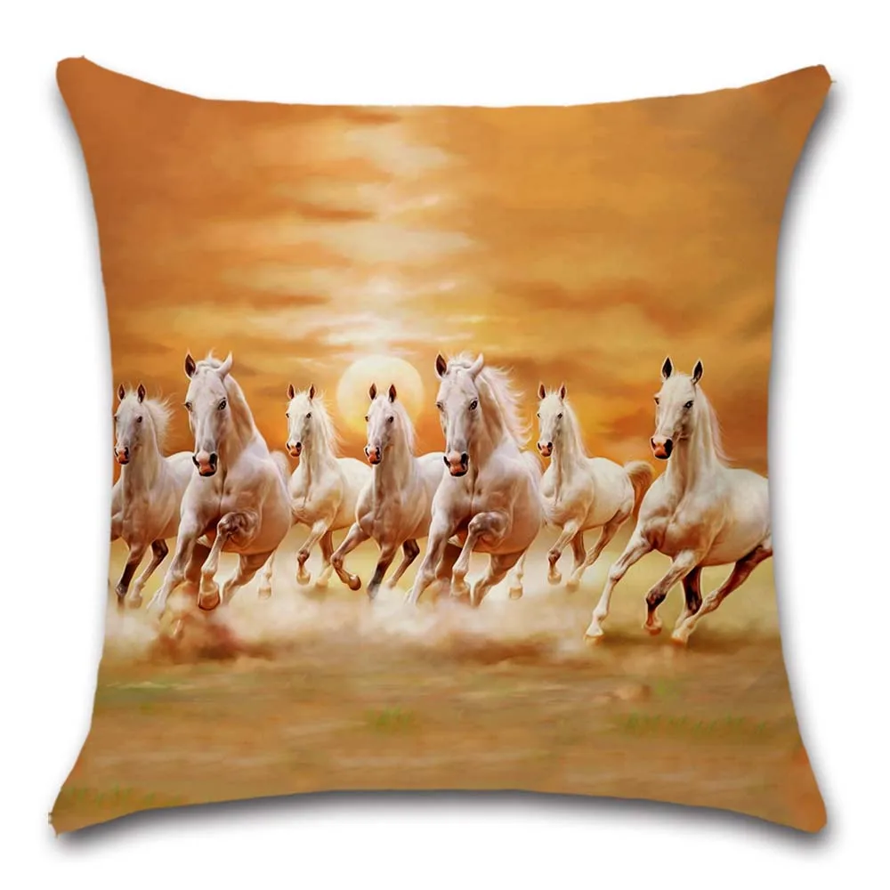 

Horse decor painting style beige decoration home house Party cushion cover Pillow case Chair sofa for kids friend gift present