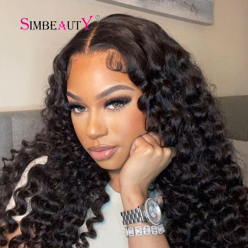 200density Deep Wave Pre Plucked 360 Lace Frontal Human Hair Wigs With  Natural Hairline Glueless Black Color Middle T Part Wigs - Lace Wigs -  AliExpress