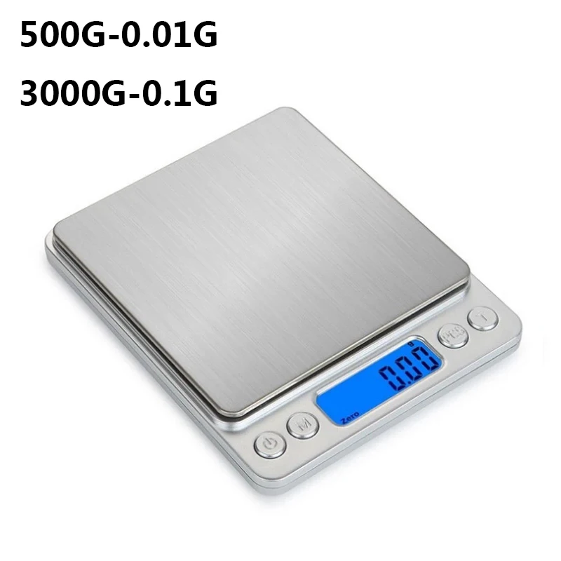 500g 0.01g/3000g 0.1g Digital Kitchen Scale Jewelry Balance Gram LCD Display Cooking Food Weigh for Tea Baking Weighing Scale