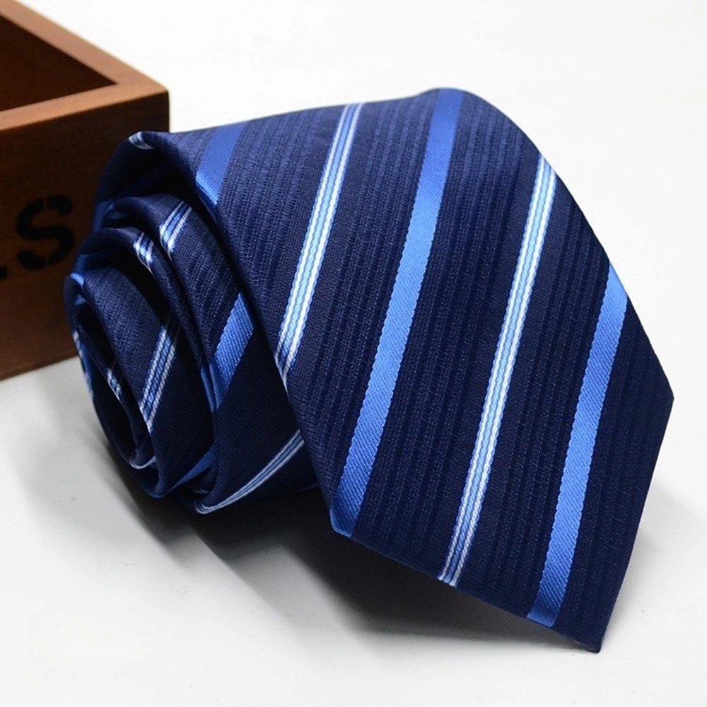 Classic Stripe Necktie - Business Formal Tie for Men 8cm Blue Black Pink Red