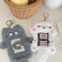1pcs Plush Photocard Holder with Keychain, Cute Rabbit Plush Photocard Holder, Cartoon Card Cover Rabbit Photo Protective Case 1