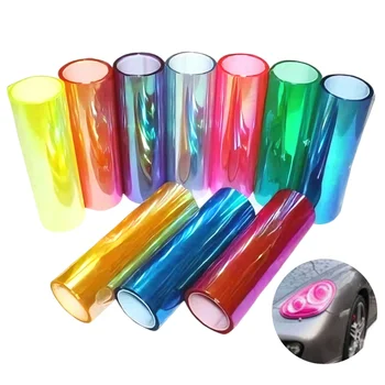 30*60 Cm Auto Tinta Pellicola Lente Involucro Del Vinile Adesivi Per Auto Fumo Nero Scuro Blu Rosso Trasparente per Auto Faro Fanale Posteriore Fendinebbia