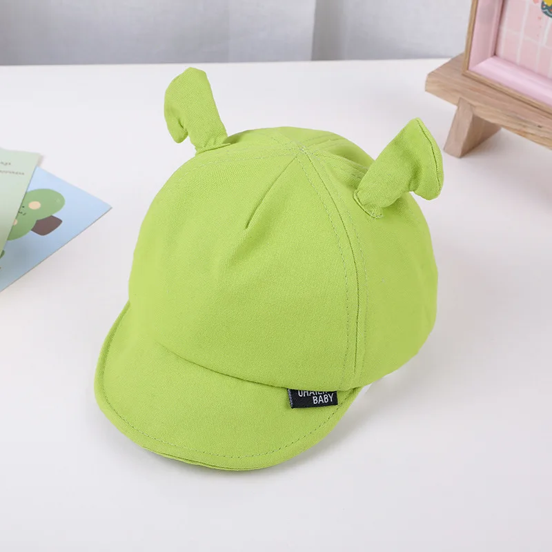 Green Color Baby Baseball Cap Summer Outdoor Infant Toddler Sun Visor Caps Cartoon Ear Boy Girl Bucket Hat Kids Fisherman Hats
