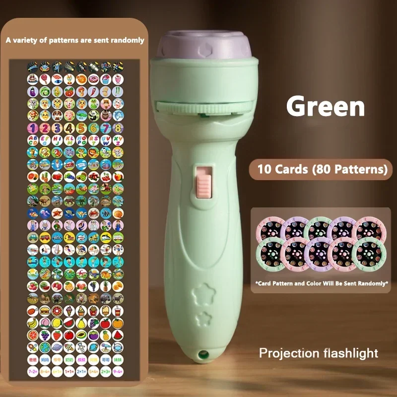 Projection Flashlight Early Education Puzzle Development Toy 80 Patterns Cartoon Projector Torch Baby Toy Children Enlightenment