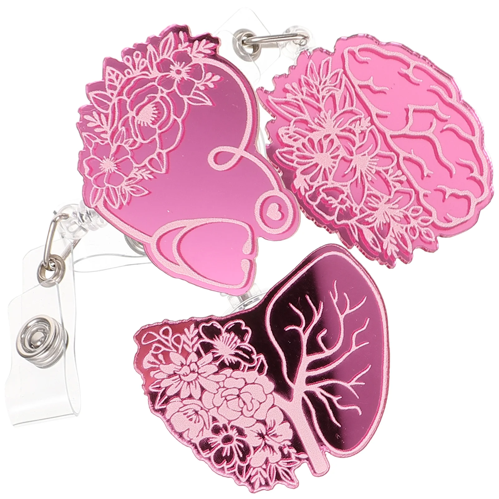 

3 Pcs Acrylic Doctor Nurse ID Badge Holder Reel Funny Retractable Pvc Decorative Cute