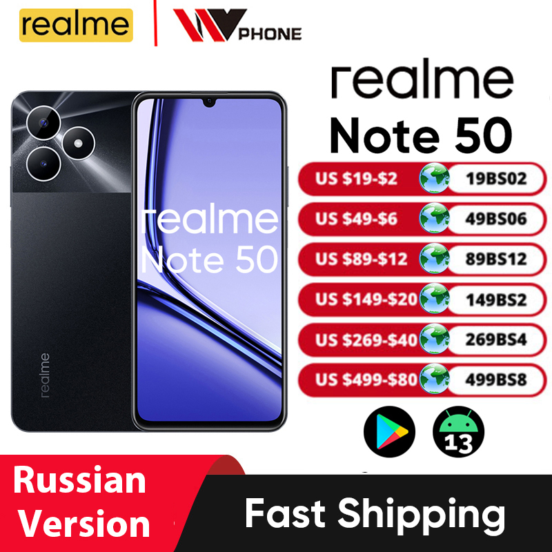 realme Note 50 6.74'' 90Hz Large Display Screen 13MP AI Camera IP54 Waterproof 5000mAh Fast Charging Powerful 8-Core Chipset New