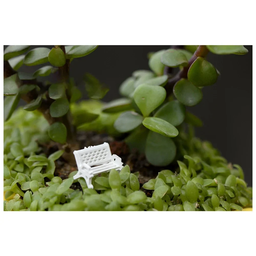 10pcs Garden Decor Dollhouse Ornament Scene Model Micro Landscapes Mini Bench Park Chair Figurines Miniature Stools Table 1:87 3