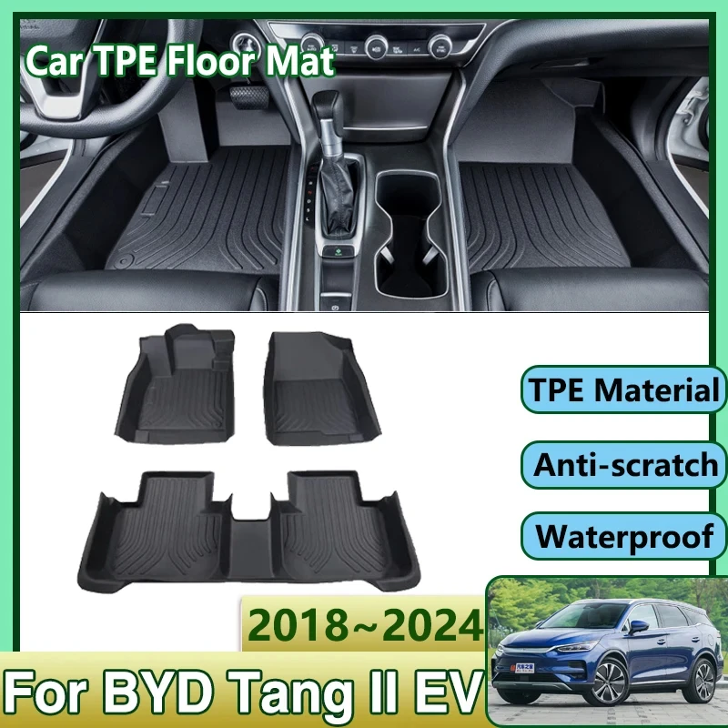 

For BYD Tang Accessories Tan II EV 2018~2024 2023 2022 Car TPE Floor Mat Dirt-resistant Mud Carpet Foot Pad Full Set Rug Tappeto