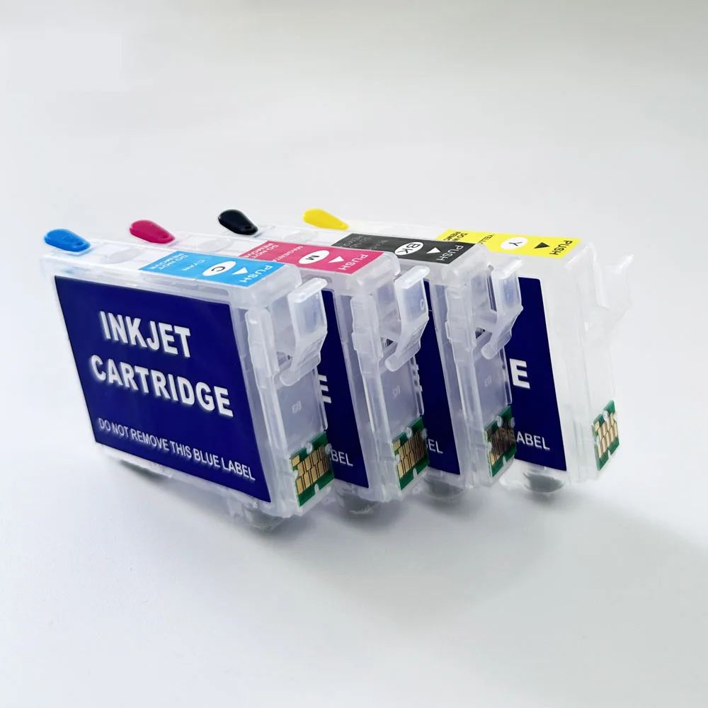 Cartouche d'encre compatible Epson avec puce ARC de couleur magenta, vue de face.