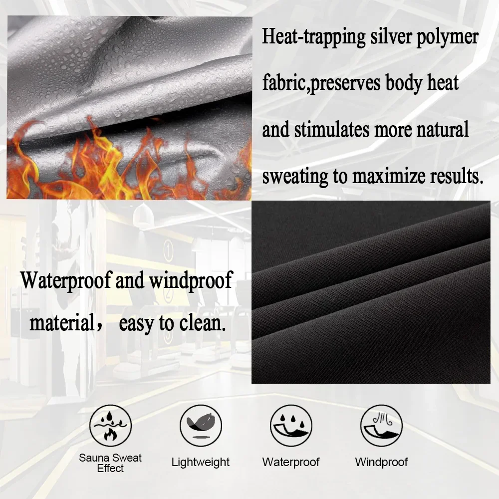 Men's Sauna Jacket Weight Loss Workout Sweat Top for Fats Burner Rapid Sweating Slimming Body Shaper Thin Wind Coat Sportwear