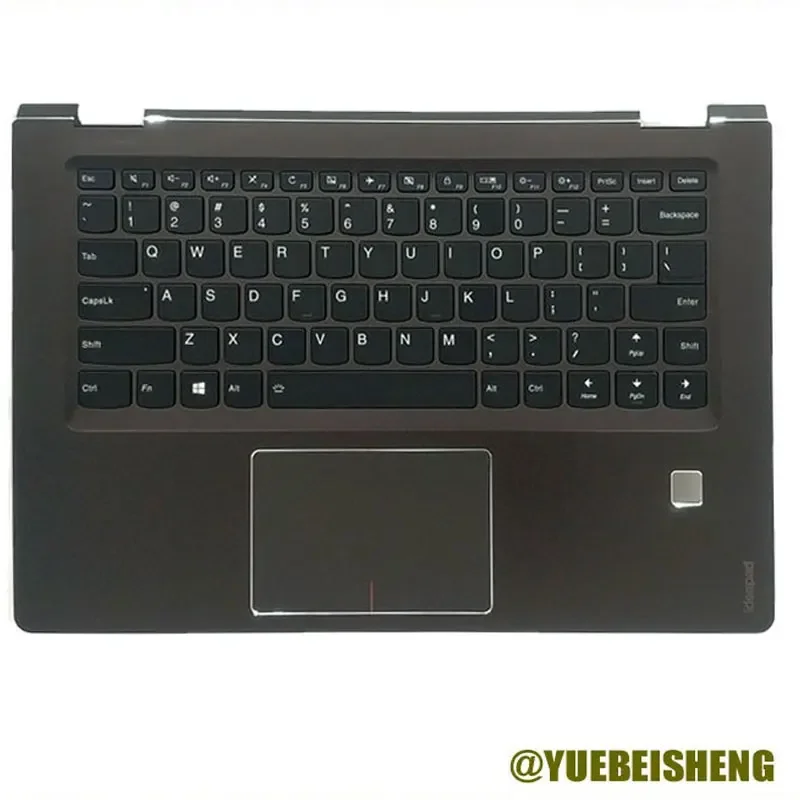 

YUEBEISHENG New for LENOVO yoga 510 510-14IKB 510-14ISB Flex 4-1470 Palmrest Upper cover US keyboard w/FP hole,Touchpad