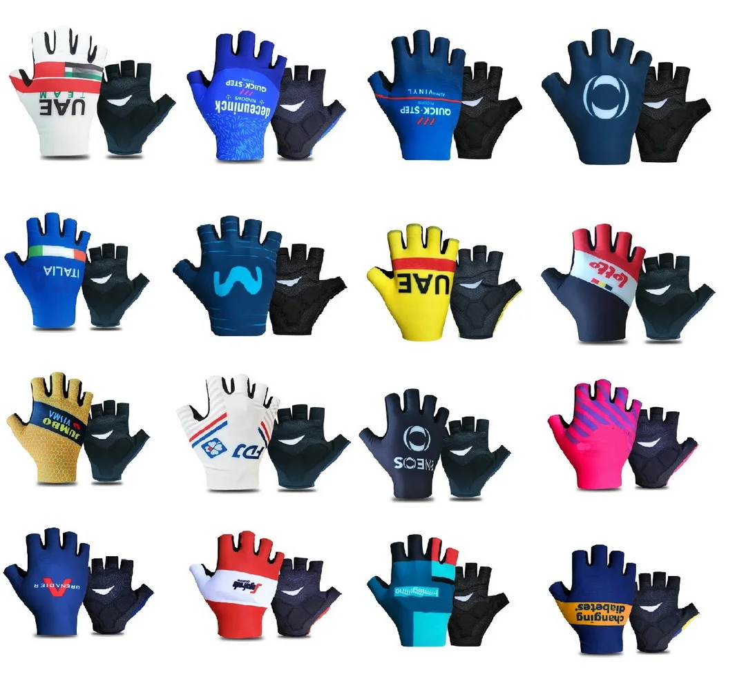 INEOS Groupama Fdj UAE QUICK STEP Team Half Finger Cycling Gloves MTB Road Mountain Bike Bicycle Gel Gloves 1 Pair