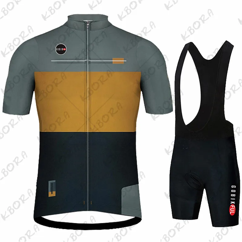 KBORA Men's Cycling Jersey Set Quick Drying Jersey Sportswear Short Bib Breathable Gel Pad Summer