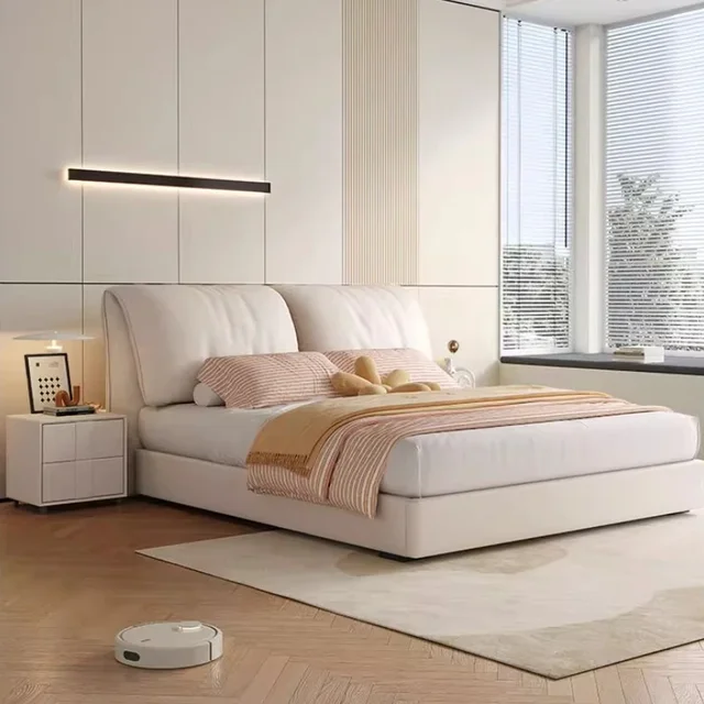 Lit Moderne Unique Minimaliste Rembourré avec Rangement pour Chambre à Coucher Double – Accessoires Maison Français pour le foyer 1