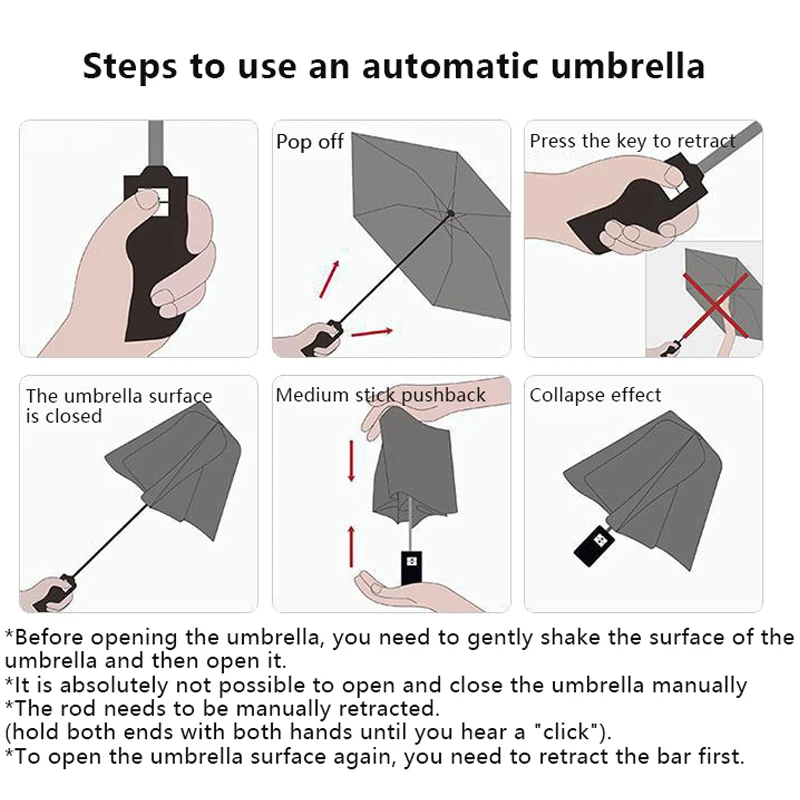 Folding Umbrella Fully Automatic Rain Sun Dual Purpose Korean Version