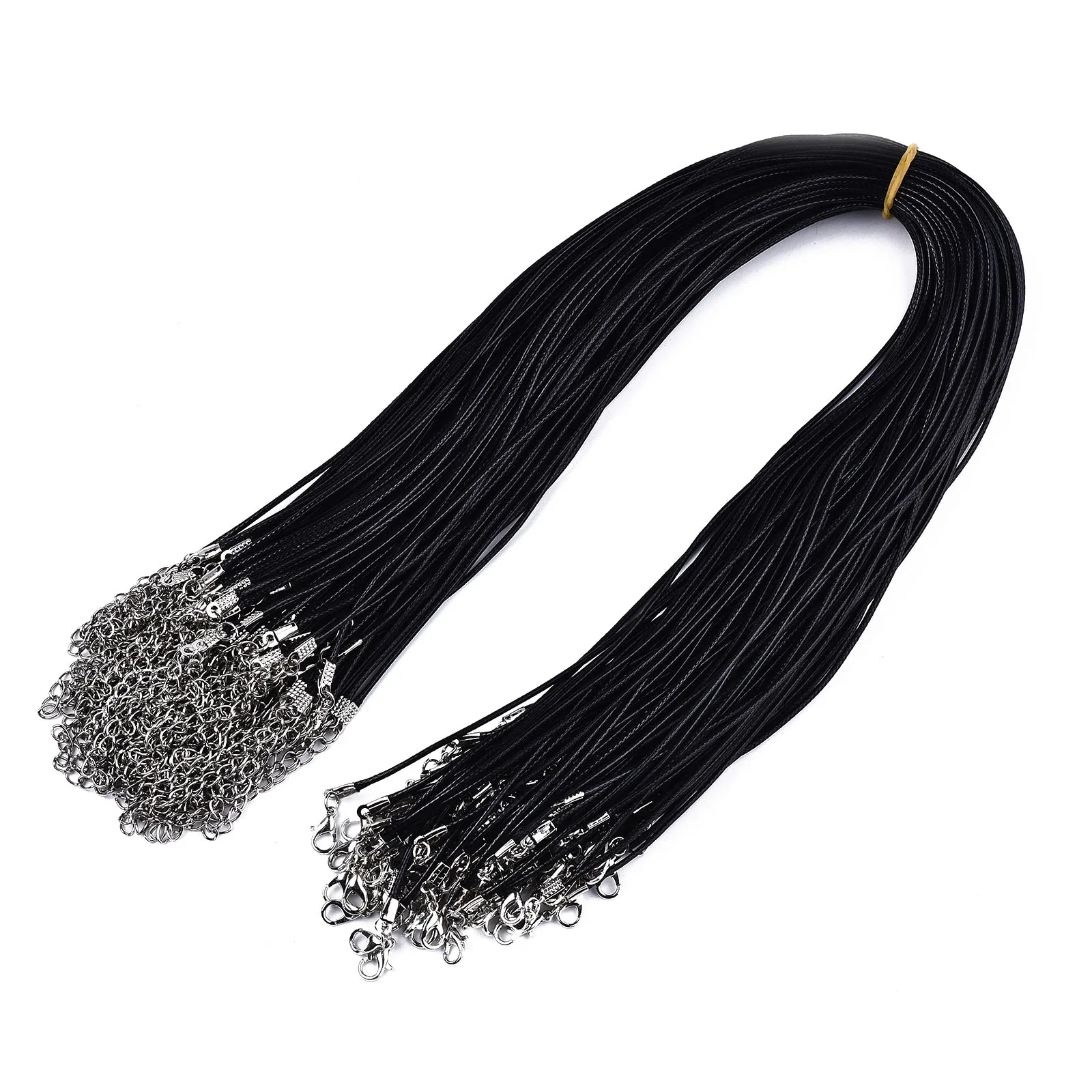 100pcs Waxed Cotton Cord Necklace Making Adjustable Braided Rope String Necklace Lobster Clasps End Chains for Jewelry Making
