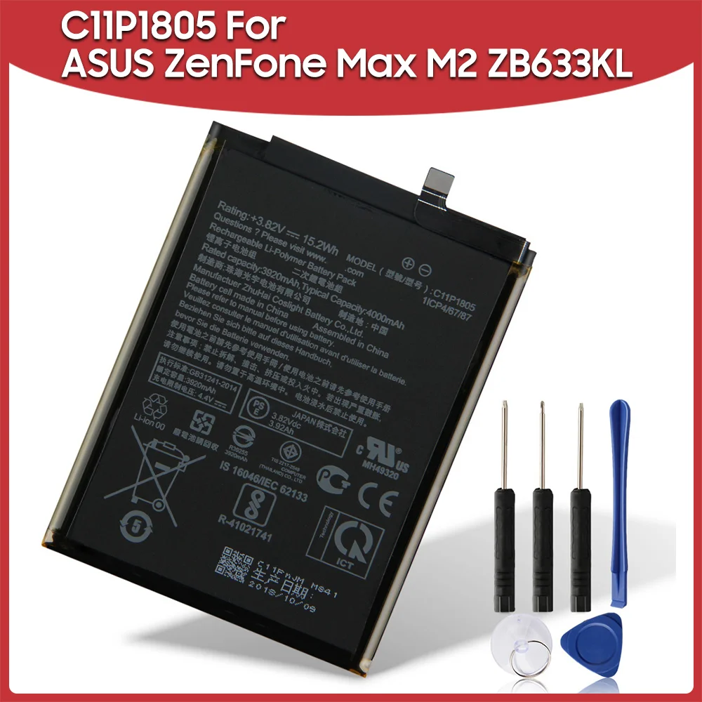 

Rechargeable Battery C11P1805 For ASUS ZenFone Max M2 ZB633KL 4000mAh Phone Replacement Batteries