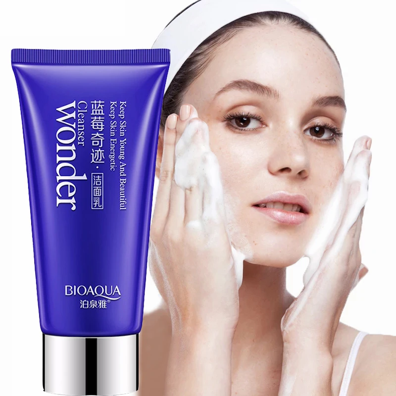 Blueberry Facial Cleanser Deep Cleansing Shrink Pores Acne Treatments Face Cleaner Moisturizing Oil Control Rich Foam Skin Care 2