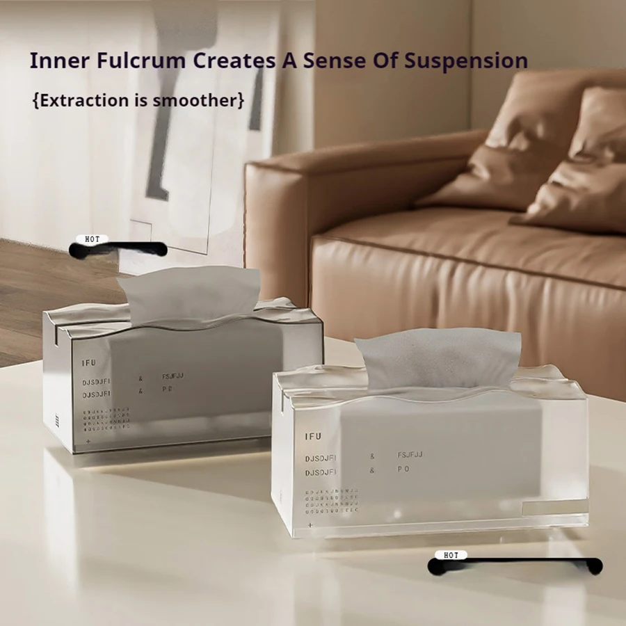 Desktop Tissue Box Iceberg Nakpin Holder for Living Room High-end Light Luxury Elastic Support Living Room Paper Box Bedroom 2