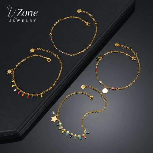UZone 여성용 금색 체인 발목 팔찌, 다리 발 쥬얼리, 스테인레스 스틸, 조정 가능한 매력 발찌를 발견하세요! 추천
