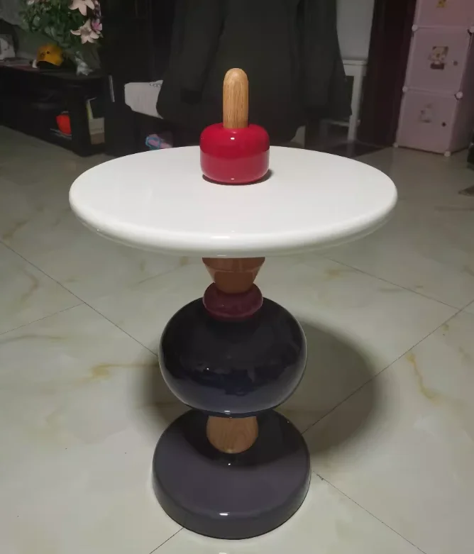 ‌Scandinavian Side Table, Colorful Accent Living Desk, Creative Bedside Cabinet, Candy-Inspired End Table