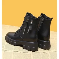 Booties 2025 New Korean Style Fleece-Lined Autumn Winter High-Top Cotton Shoes Women's Boots High Heel Mid-Calf Bootsins - Image 3