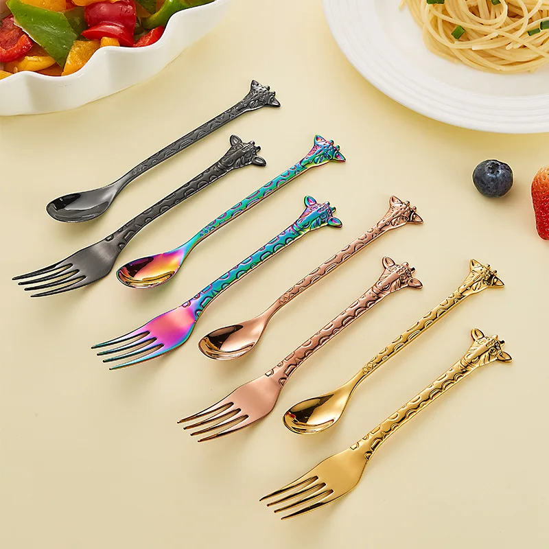 Giraffe Handle Spoon 304 Stainless Steel Fork Set