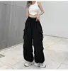 Women's Low Waist Tech Pants, Drawstring, Wide Leg Baggy Trousers, Y2K Streetwear, Oversize Sweatpants, Casual Joggers, 5