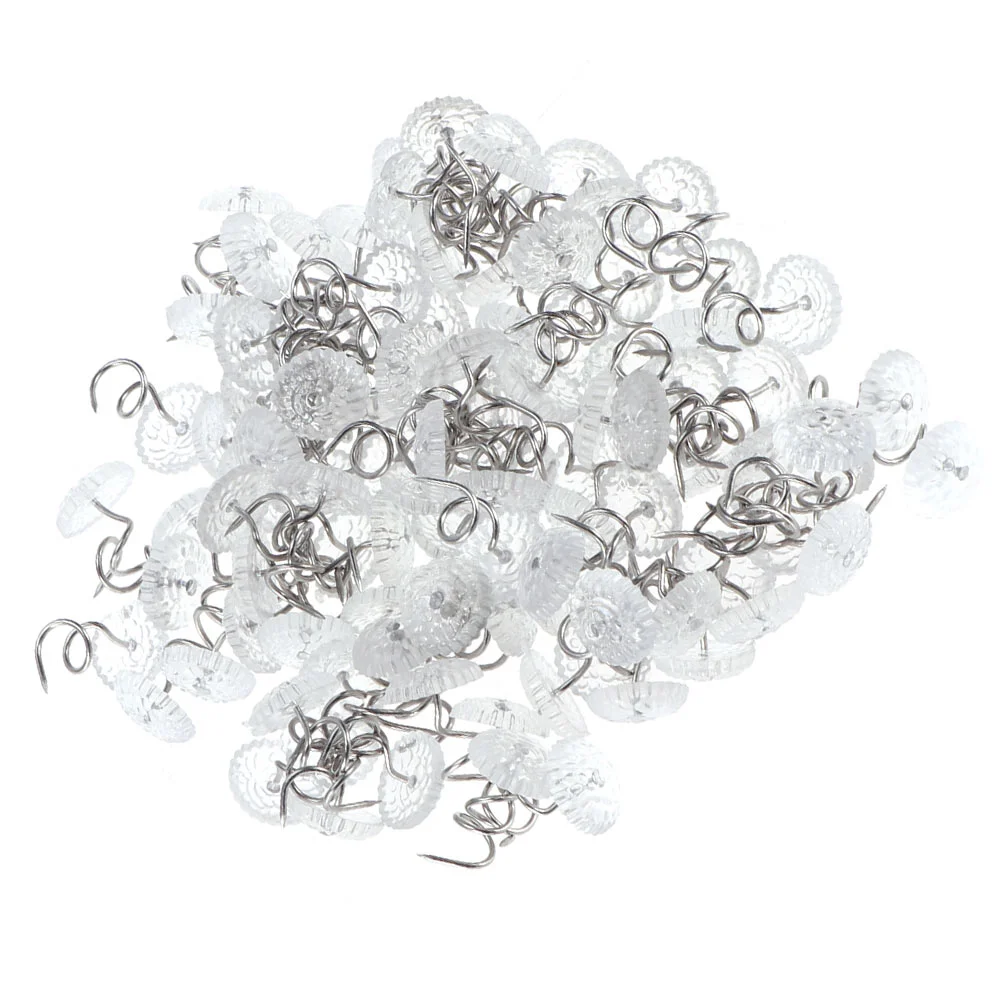 

150 Pcs Fixed Sheet Nails Push Pin for Upholstery Clear Heads Hold Slipcovers Dust Ruffle Ruffles Twist Bed Skirt