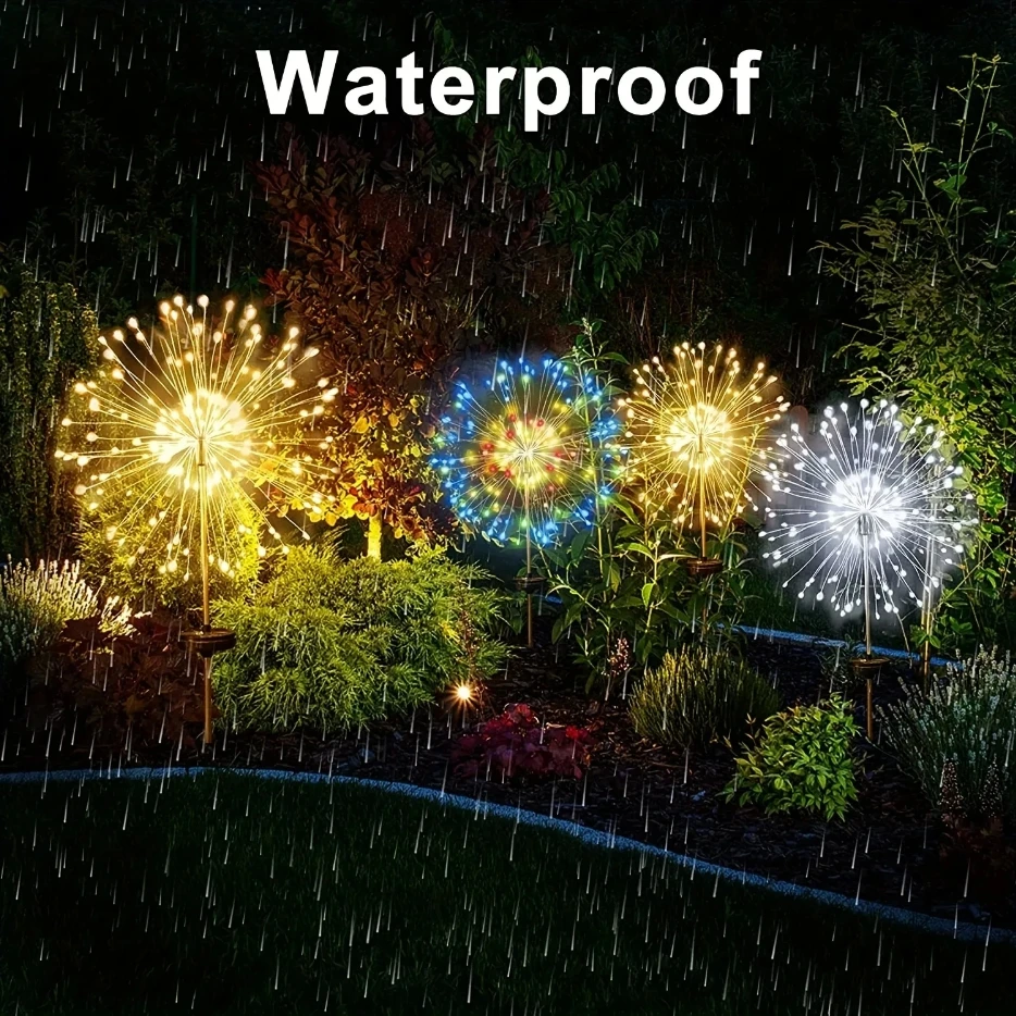 8 Mode Solar Powered Outdoor Grass Globe Dandelion Fireworks Lamp 90/120/150/180/200 LED For Garden Lawn Landscape Holiday Light solar powered lamp