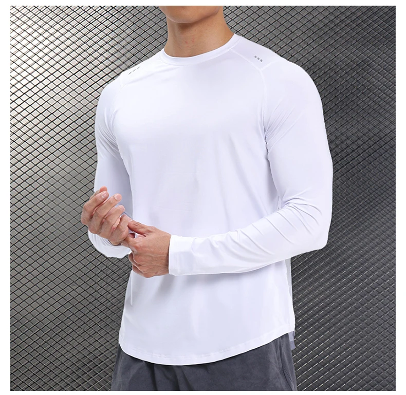 Men Compression Shirt - Long Sleeve Running Gym Top With Moisture Wicking Fabric