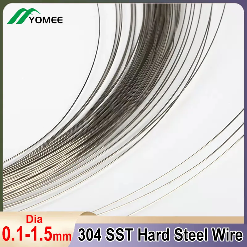 

304 Stainless Steel Wire Single Strand Hard Wire Diameter 0.1-1.5mm Lashing Steel Wire Cord Line Rustproof Handmade DIY