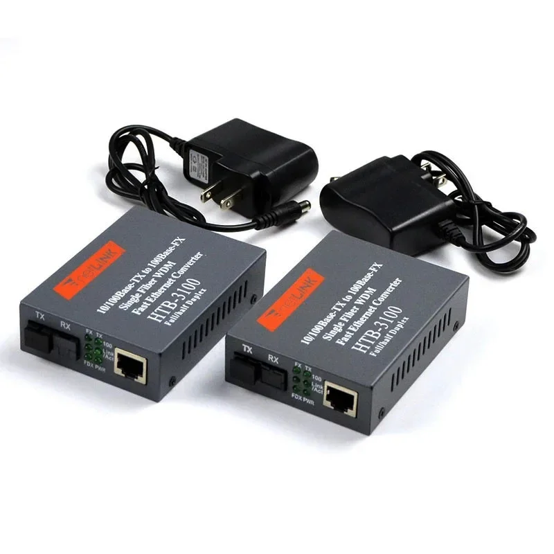 HTB-3100 SC Single Mode Single Fiber 100M Fiber Optic Transceiver Converter 20km Pair for Telecommunications And Networking